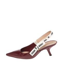 Dior Burgundy Patent Leather J'Adior Slingback Pumps Size 39