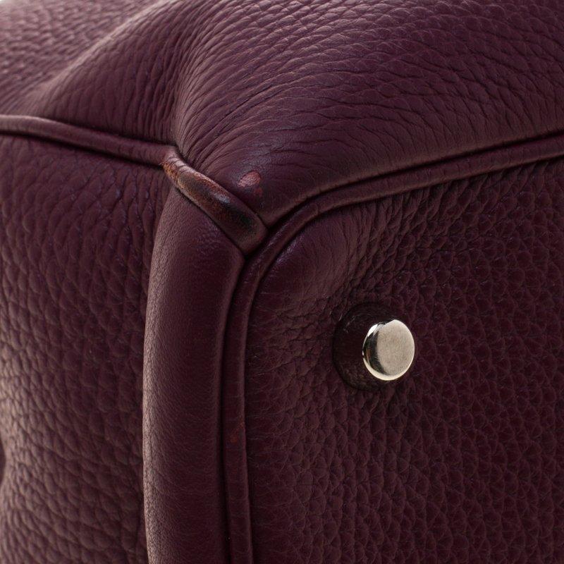 Dior Burgundy Pebbled Leather Large Diorissimo Shopper Tote 5