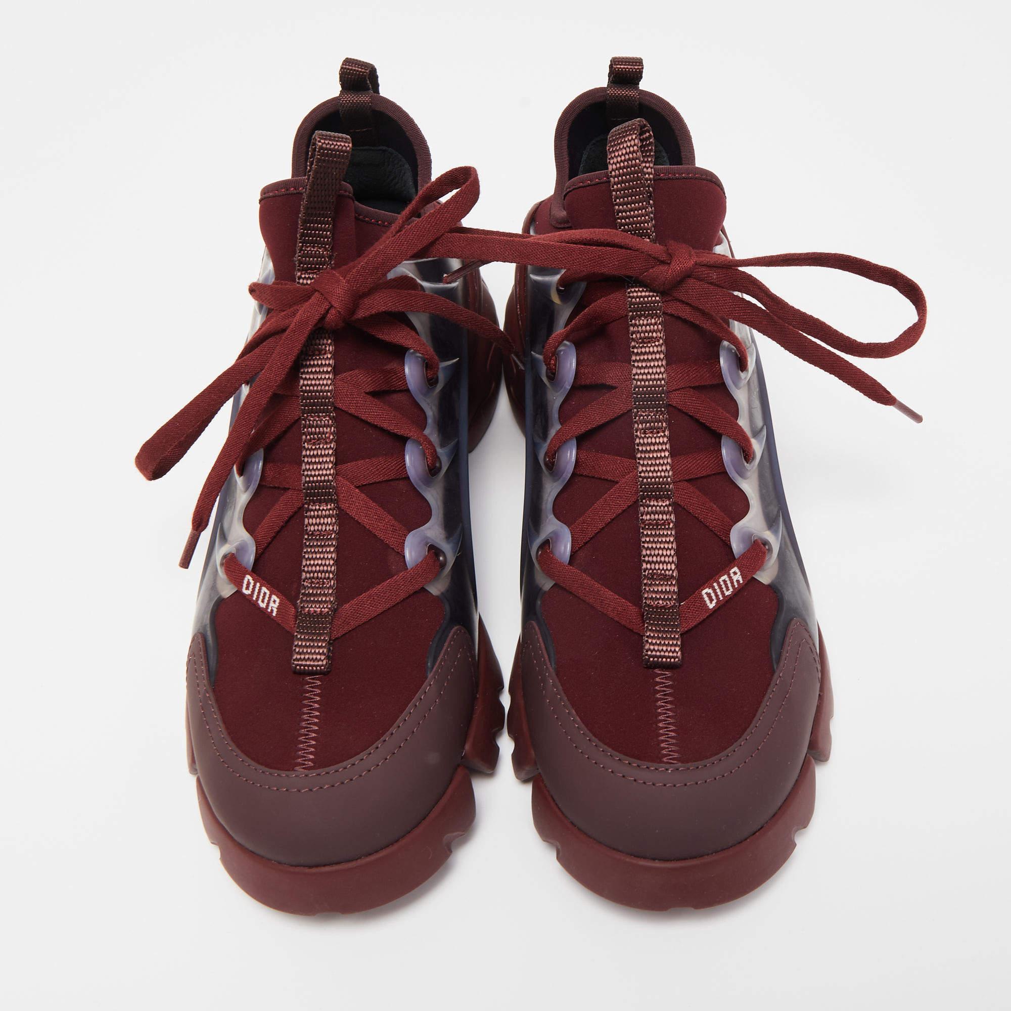Dior Burgundy PVC and Fabric D-Connect Sneakers  1