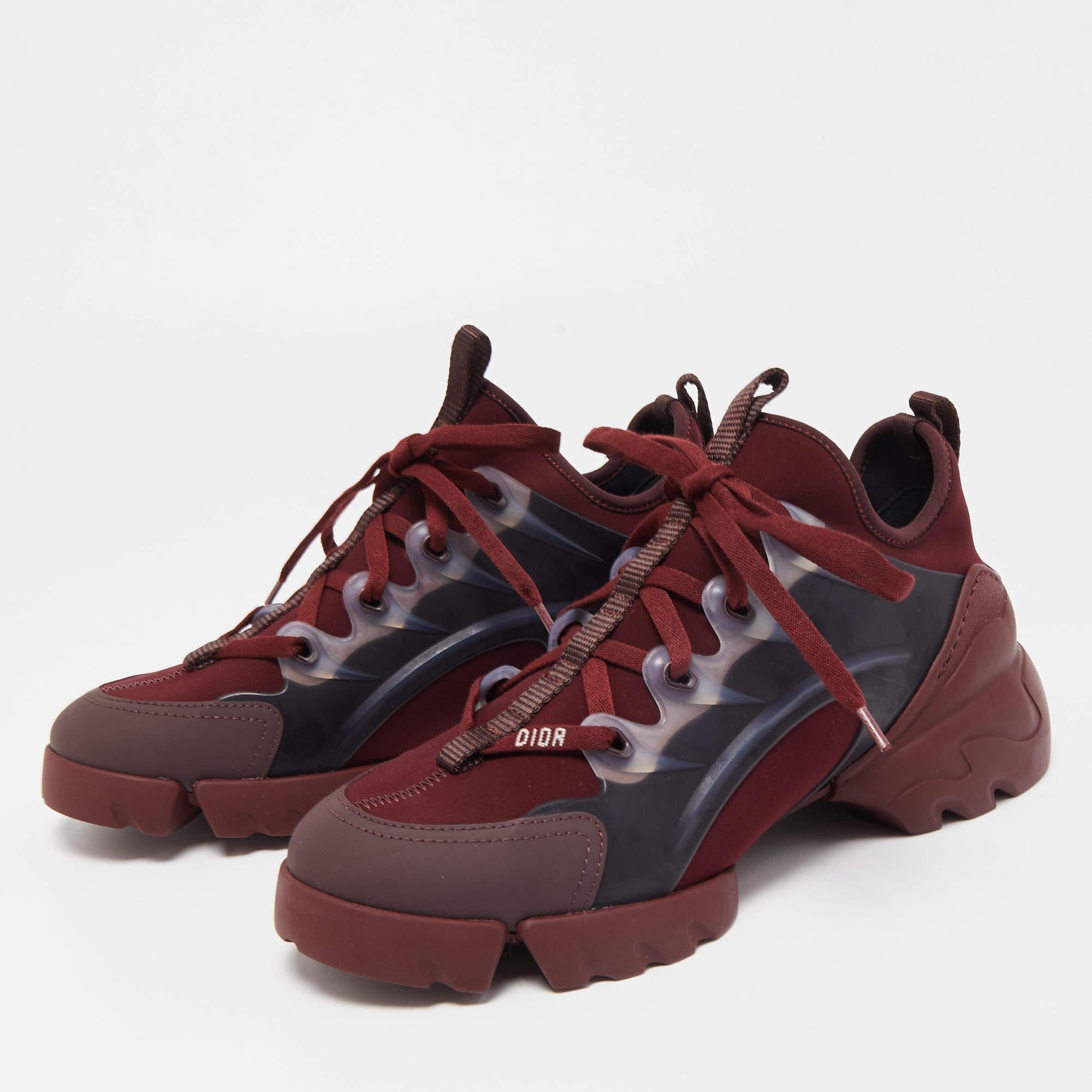 Dior Burgundy PVC and Fabric D-Connect Sneakers  2
