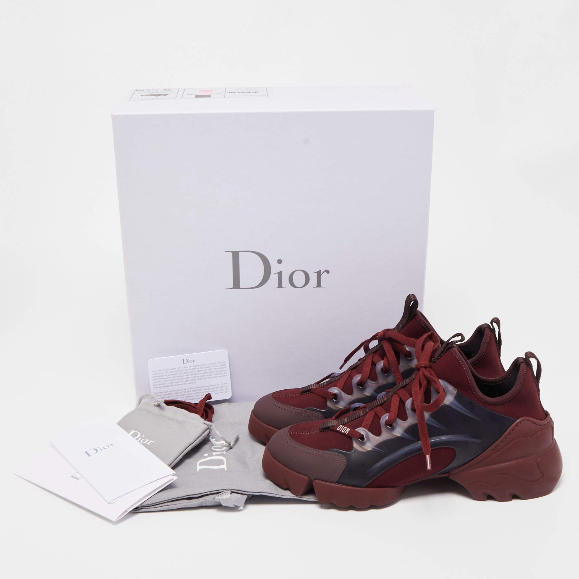 Dior Burgundy PVC and Fabric D-Connect Sneakers  3