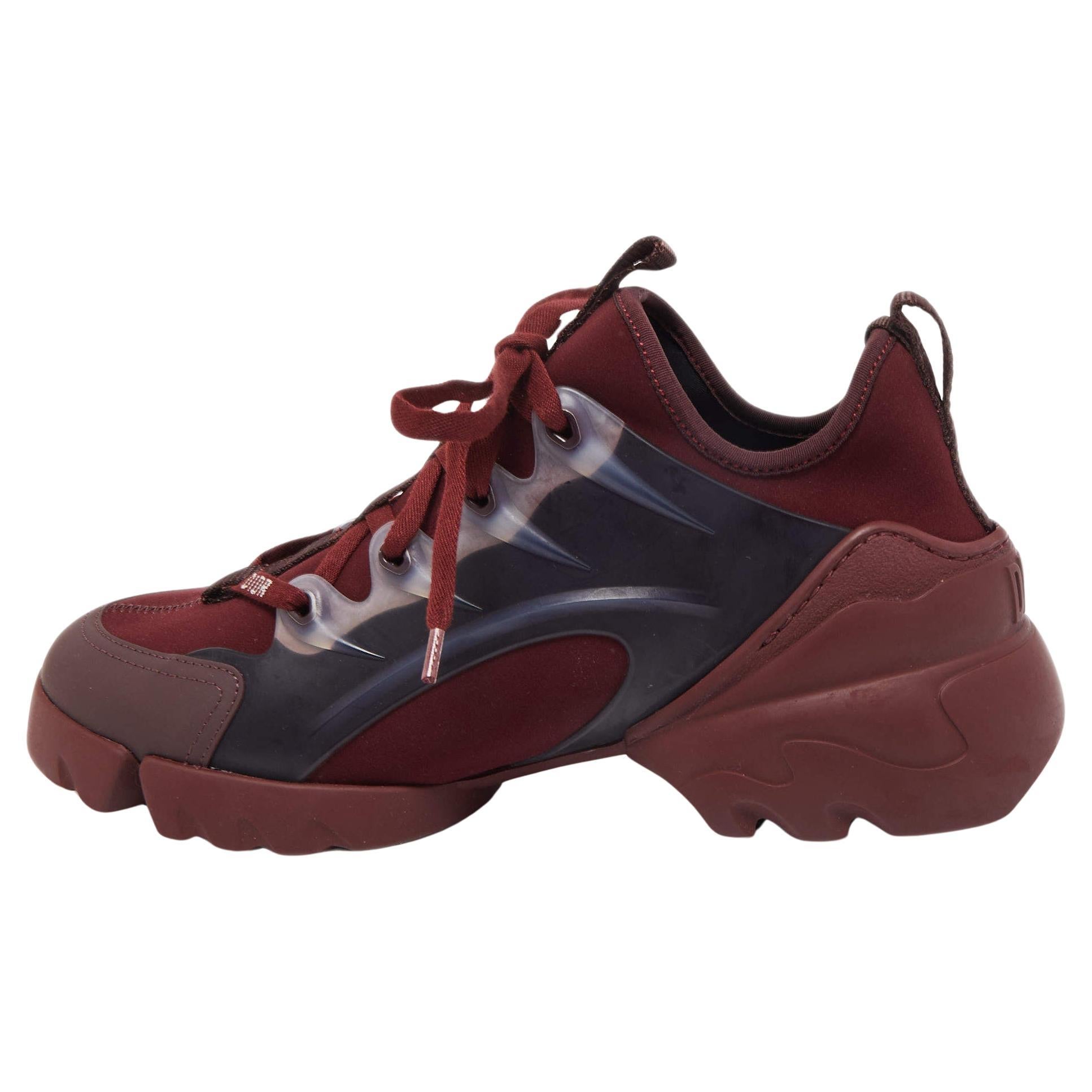 Dior Burgundy PVC and Fabric D-Connect Sneakers 