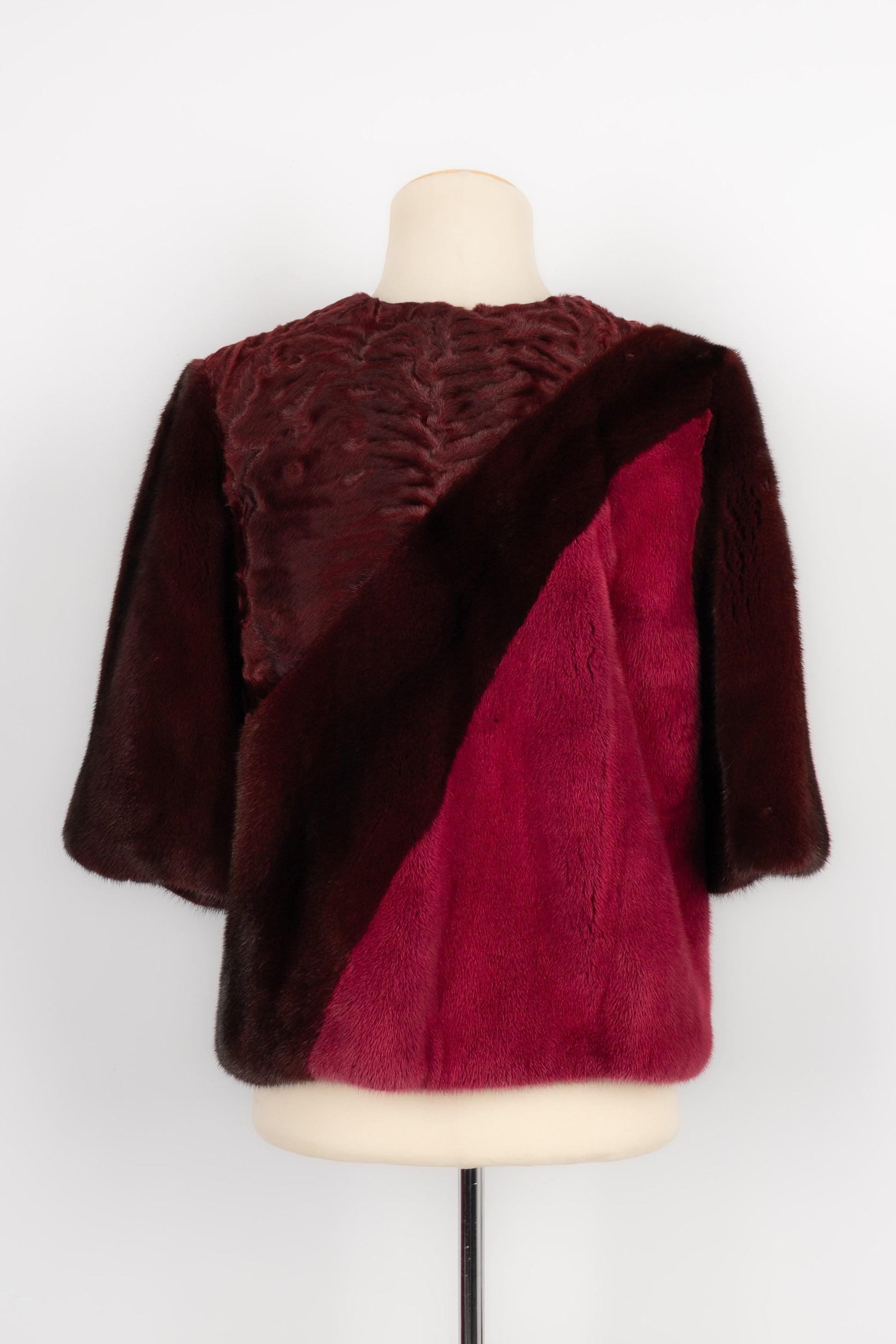 Dior Burgundy-red and Pink Jacket in Mink and Lamb Fur, 2005 In Excellent Condition In SAINT-OUEN-SUR-SEINE, FR