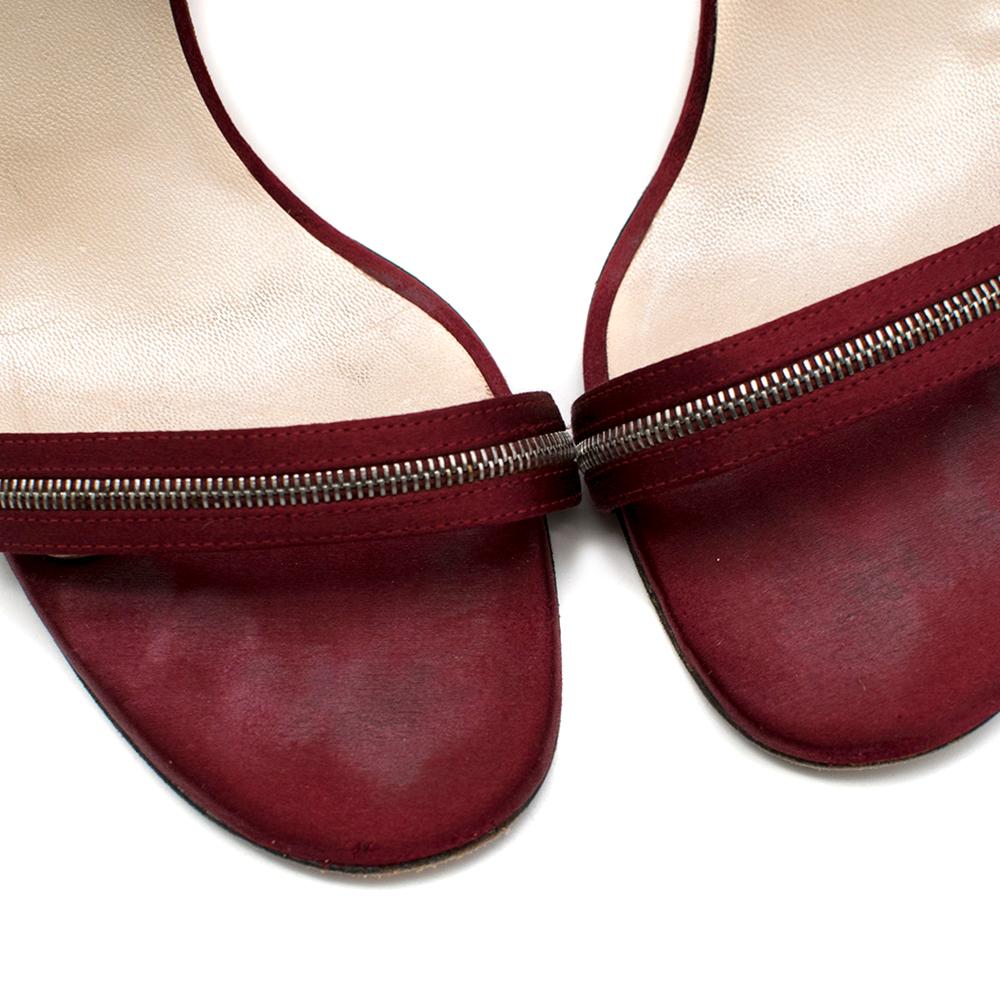 Dior Burgundy Satin Zip Detail Sandals 39.5 For Sale 2