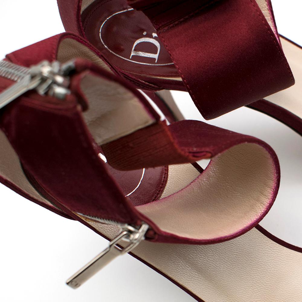 Dior Burgundy Satin Zip Detail Sandals 39.5 For Sale 1