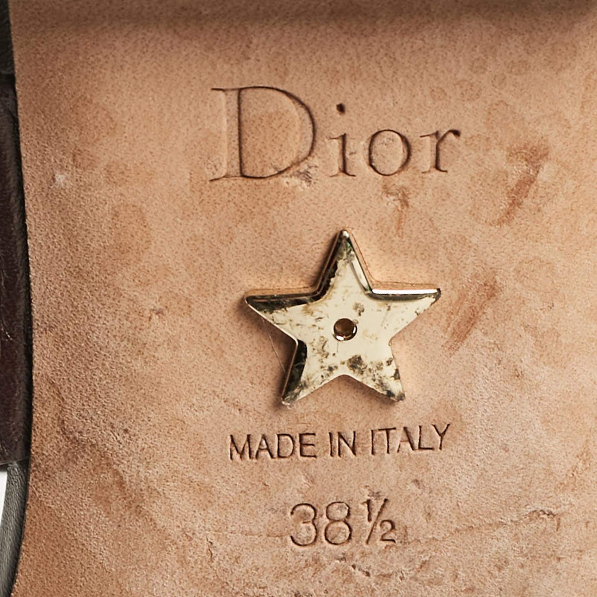 Dior Burgundy Technical Fabric and Leather D-Dior Flat Mules Size 38.5 2
