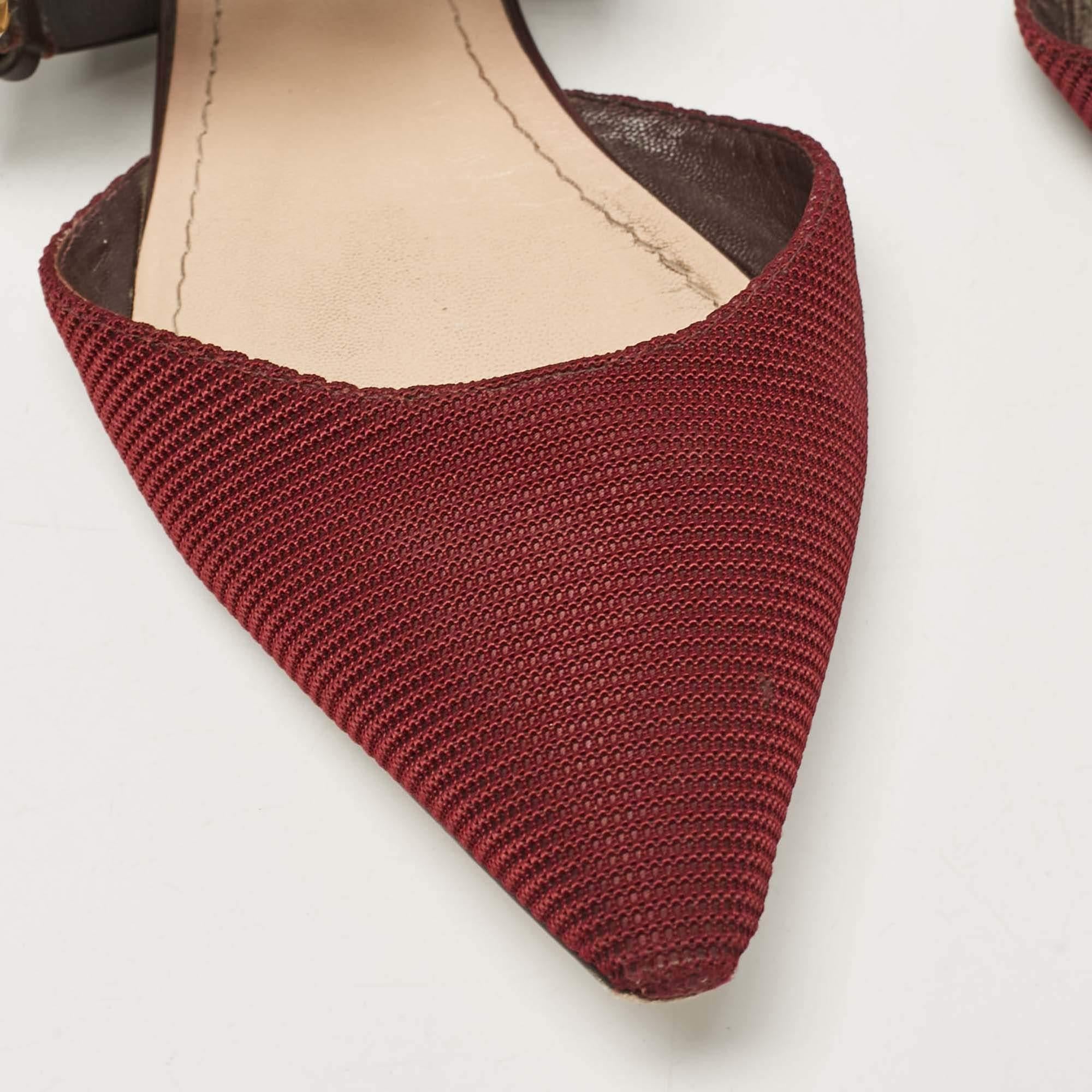 Dior Burgundy Technical Fabric and Leather D-Dior Flat Mules Size 38.5 3