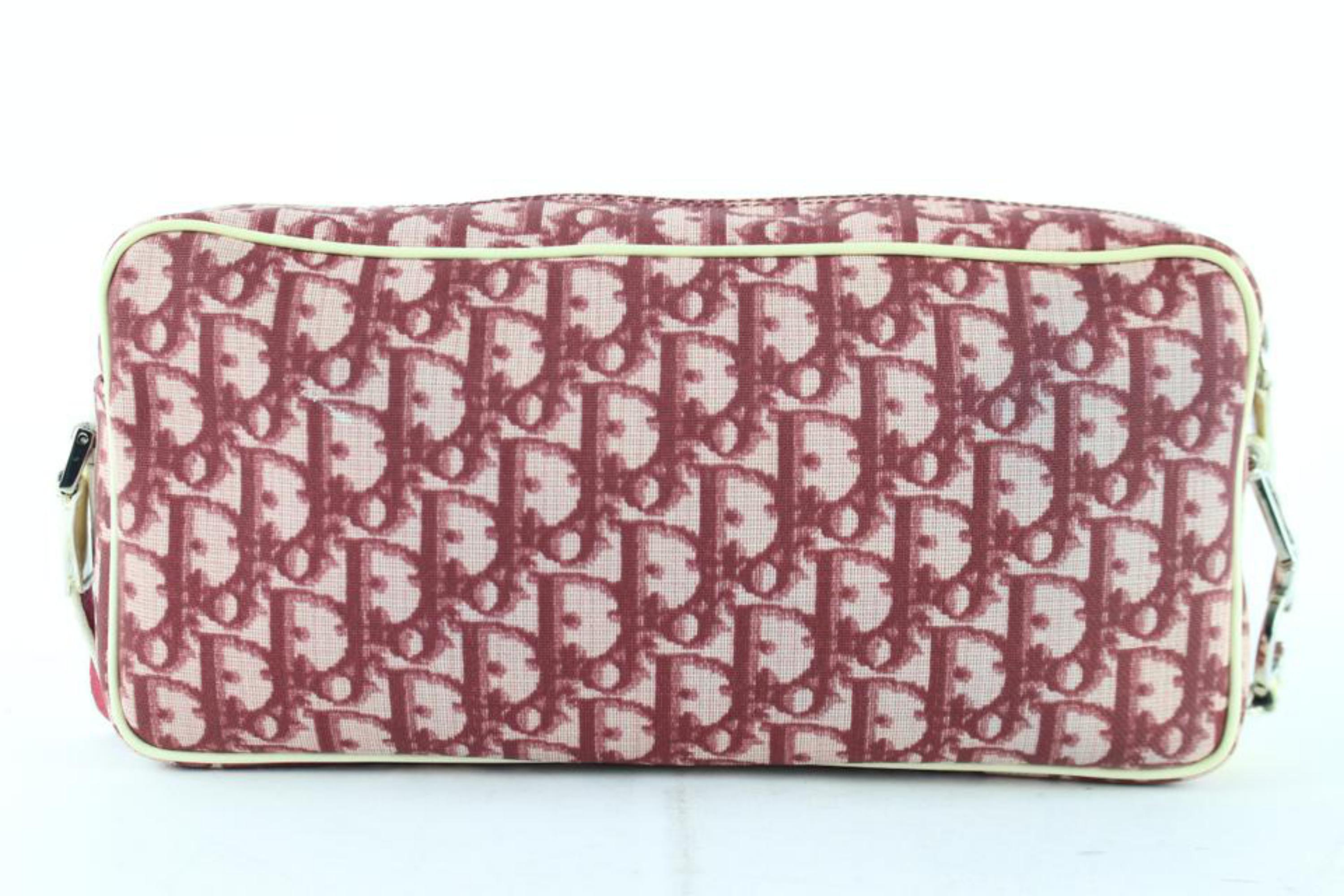 Dior Burgundy Trotter Signature Oblique Camera 5de1226 Red Coated Cross Body Bag For Sale 1