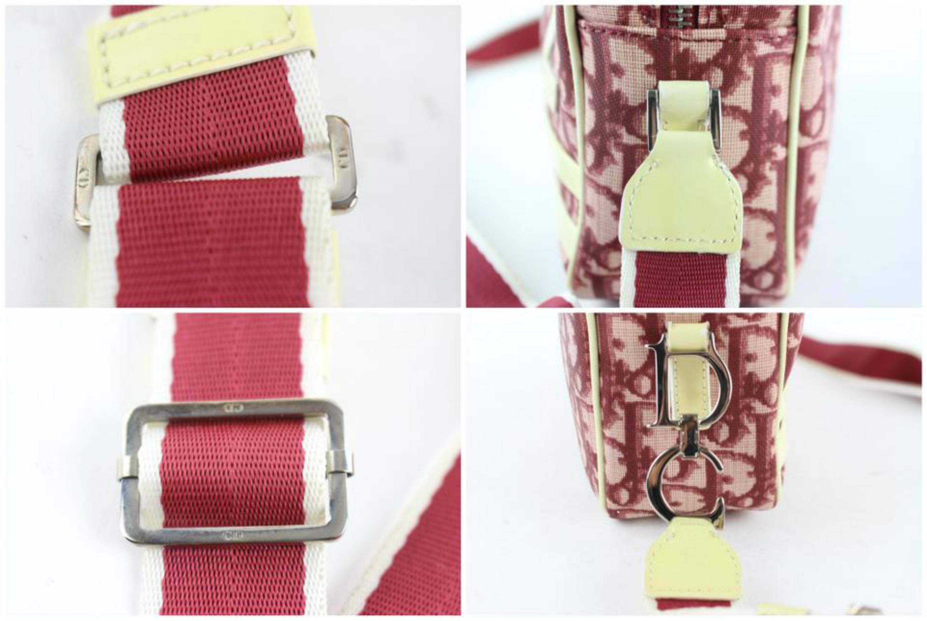 Dior Burgundy Trotter Signature Oblique Camera 5de1226 Red Coated Cross Body Bag For Sale 2