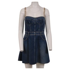 Dior Bustier Denim Mini Dress FR 42 US 10 Indigo Blue Wash Strappy Sleeveless