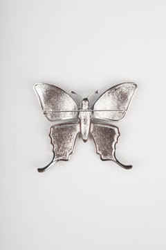 Dior Butterfly Brooch in Silver Metal