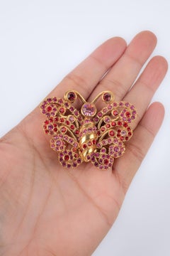 Dior Butterfly Brooch with Pink Rhinestones, 1990s