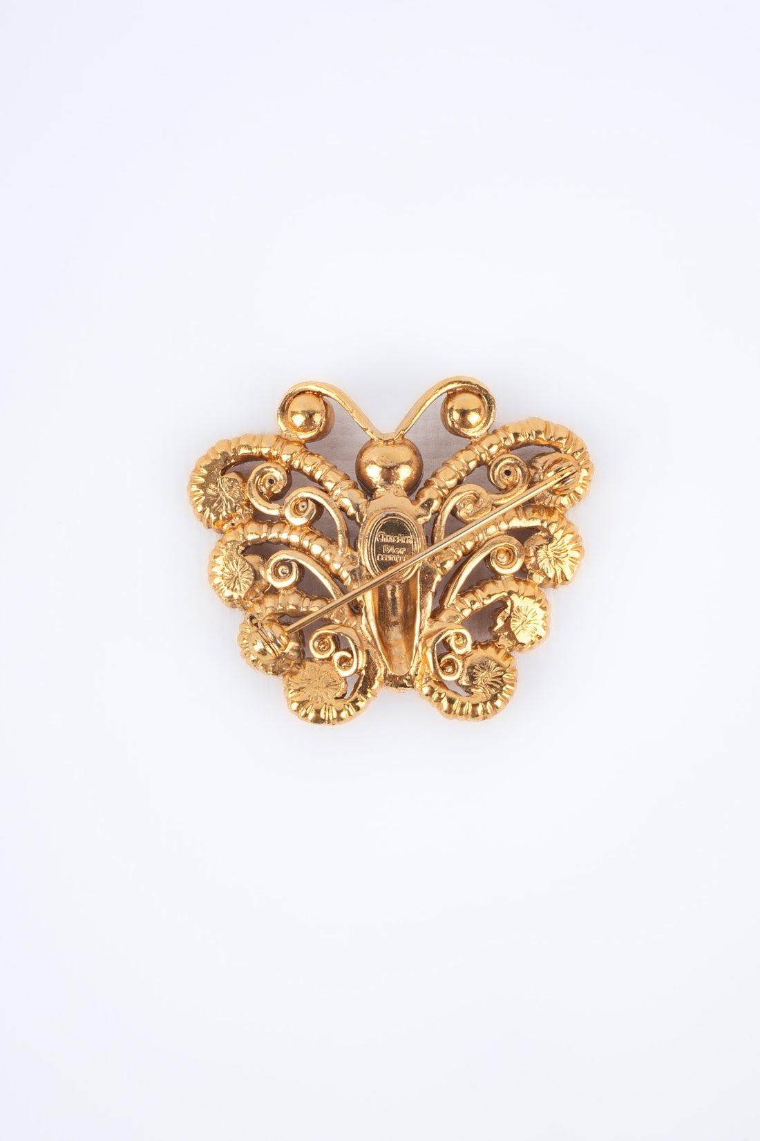 Dior Butterfly Brooch with Pink Rhinestones, 1990s In Excellent Condition For Sale In SAINT-OUEN-SUR-SEINE, FR