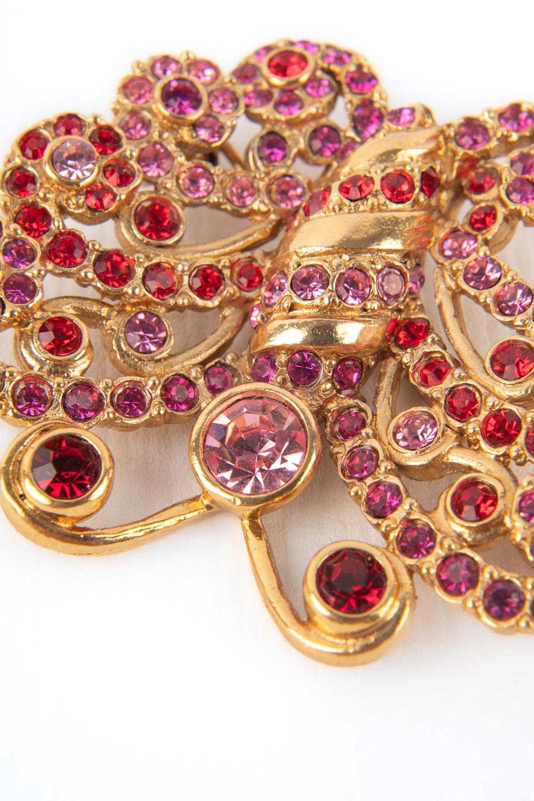 Dior Butterfly Brooch with Pink Rhinestones, 1990s For Sale 2