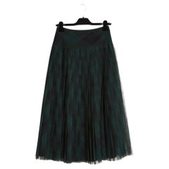 Dior by Chiuri Jupe Maxi Tulle FR36 Pleated Tulle Green Maxi Jupe UK8 US6