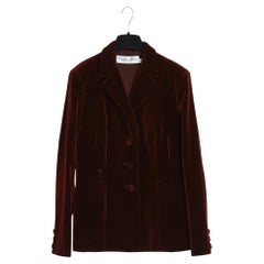 Dior by Chiuri Veste Fr40/42 Velluto Borgogna Giacca Bar UK12/14 US10/12