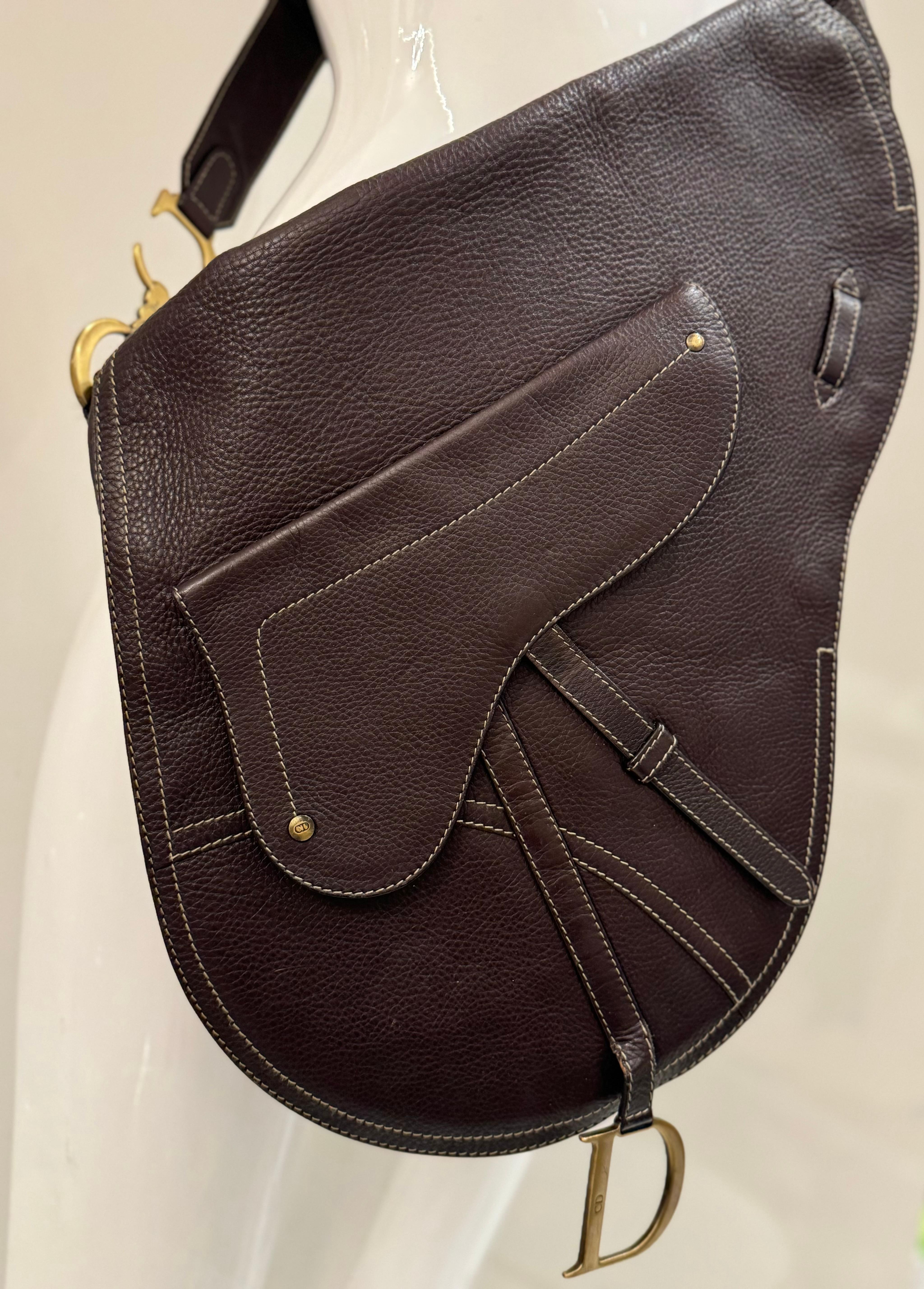 Dior by John Galliano 2002 collection dark brown calfskin leather Baudrier Saddle bag, very good vintage condition few minor marks