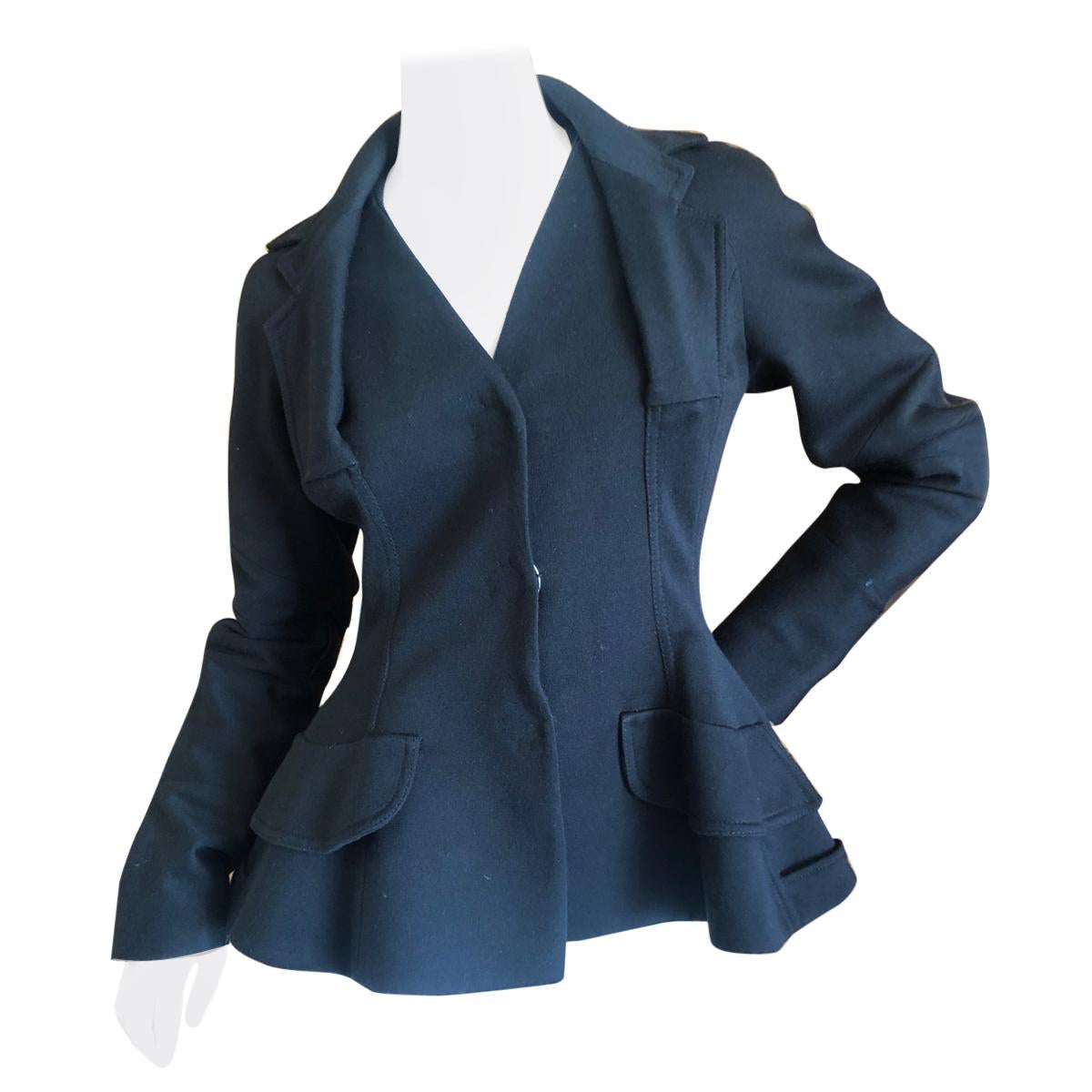 Dior by Galliano Black Jersey "Bar" Jacket with Exaggerated Peplum Hips For Sale