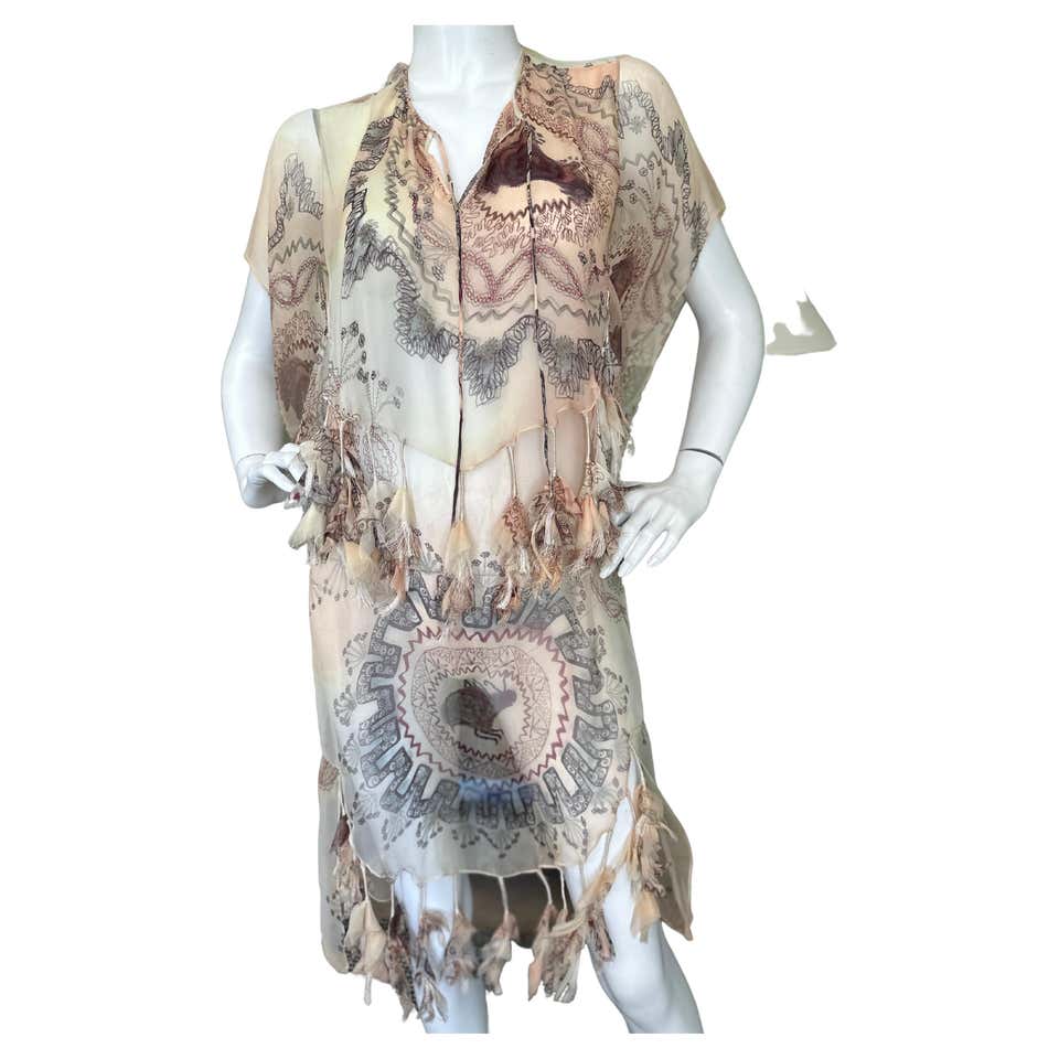 Dior By Galliano Sheer Print Rich Hippie Dress From Dior Nude 