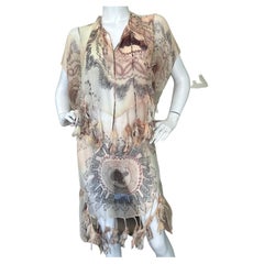 Dior by Galliano Sheer Print Rich Hippie Dress from "Dior Nude" Collection 2006