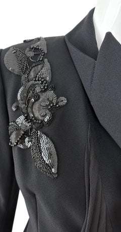 DIOR by GIANFRANCO FERRE 1995 Giacca Power Suit nera impreziosita e vintage