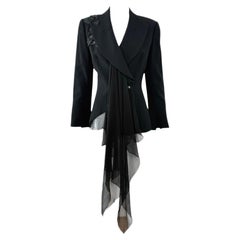 DIOR by GIANFRANCO FERRE 1995 Giacca Power Suit nera impreziosita e vintage