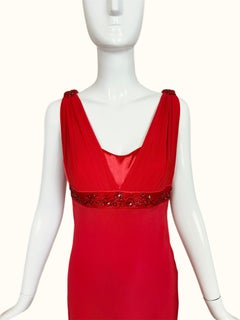 DIOR by GIANFRANCO FERRE 80s/90s Vintage Numbered Hot Red Silk Evening Gown Maxi