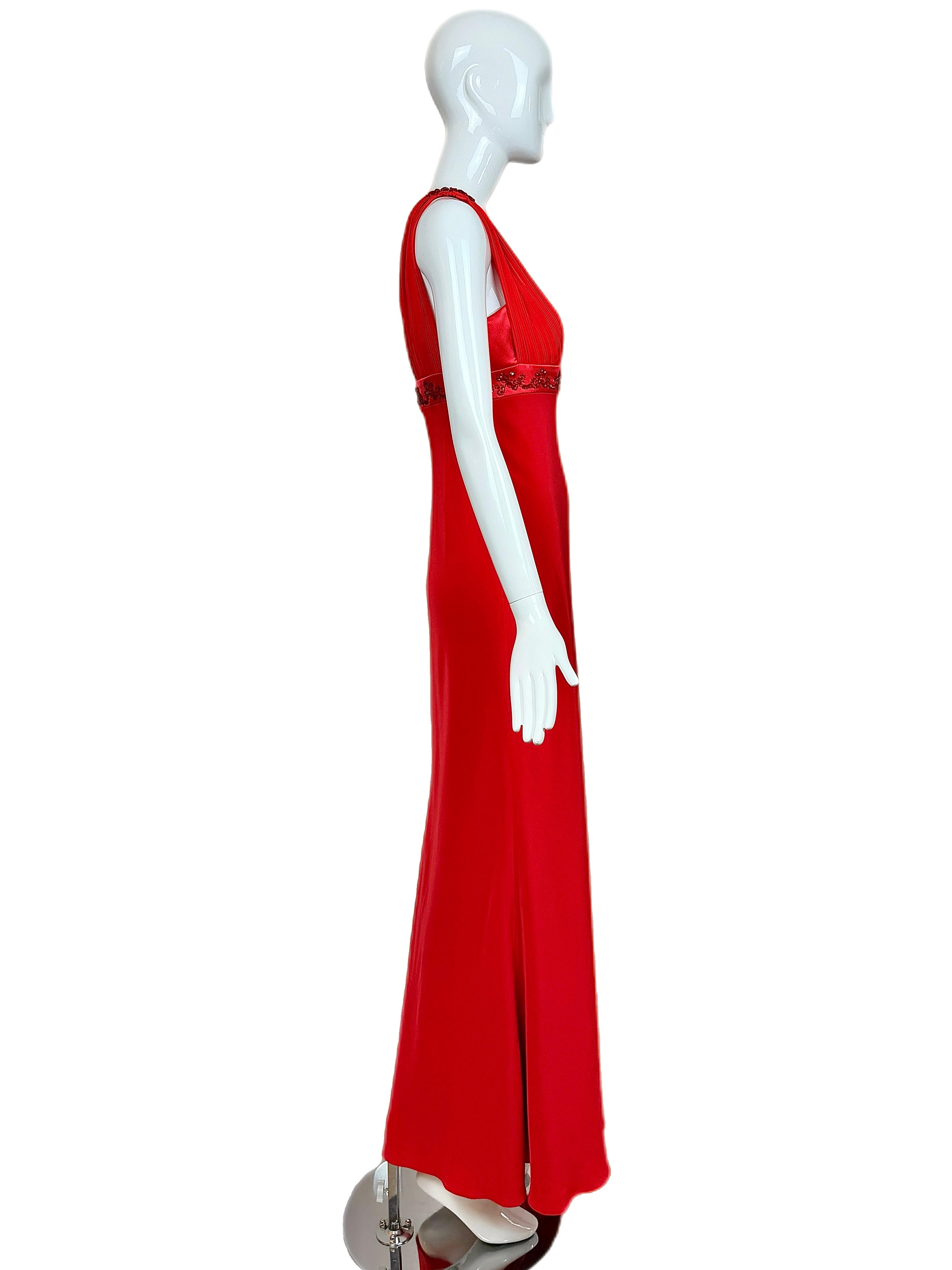 DIOR by GIANFRANCO FERRE 80s/90s Vintage Numbered Hot Red Silk Evening Gown Maxi (Rot) im Angebot
