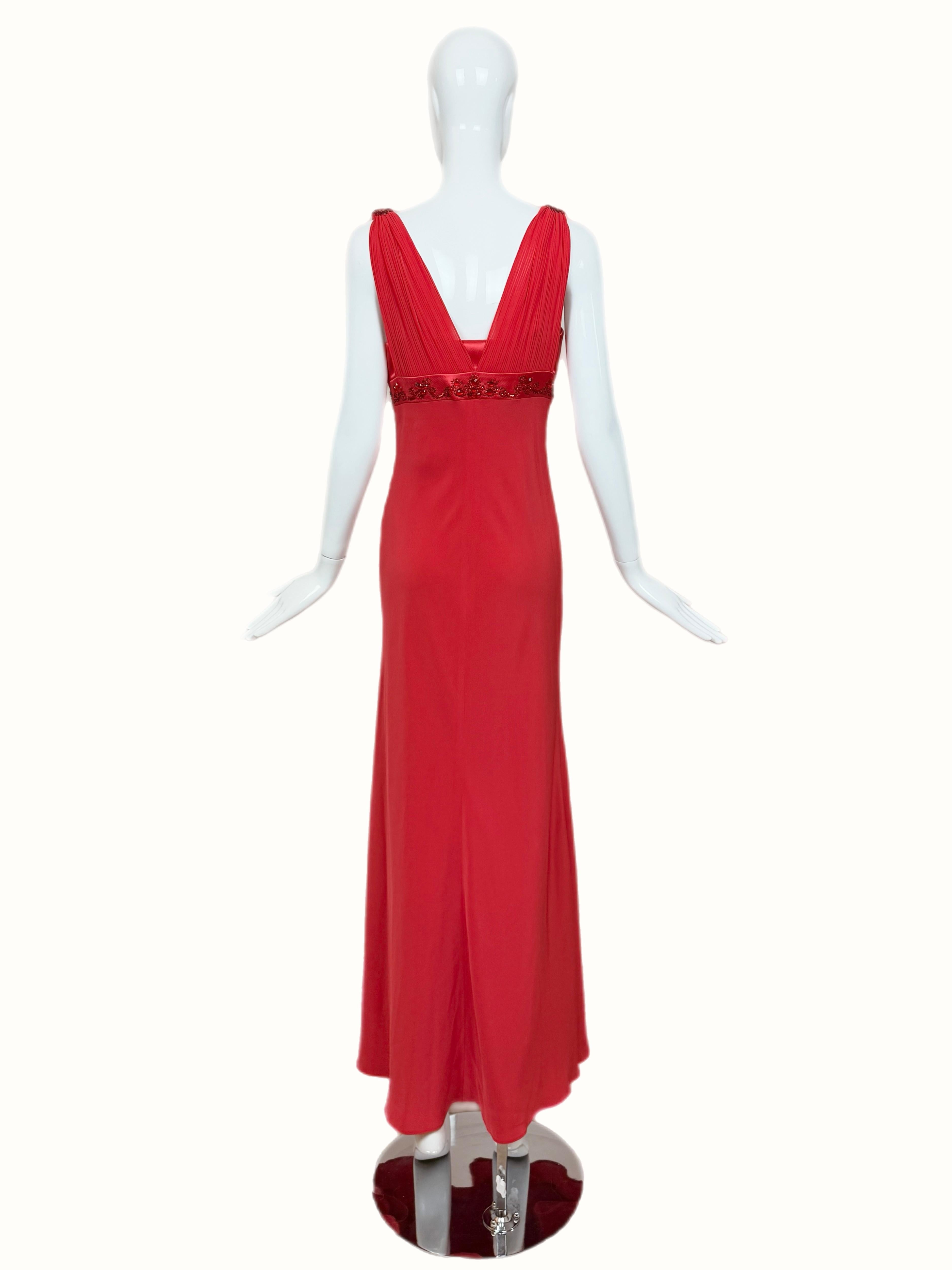 DIOR by GIANFRANCO FERRE 80s/90s Vintage Numbered Hot Red Silk Evening Gown Maxi im Zustand „Hervorragend“ im Angebot in Leonardo, NJ