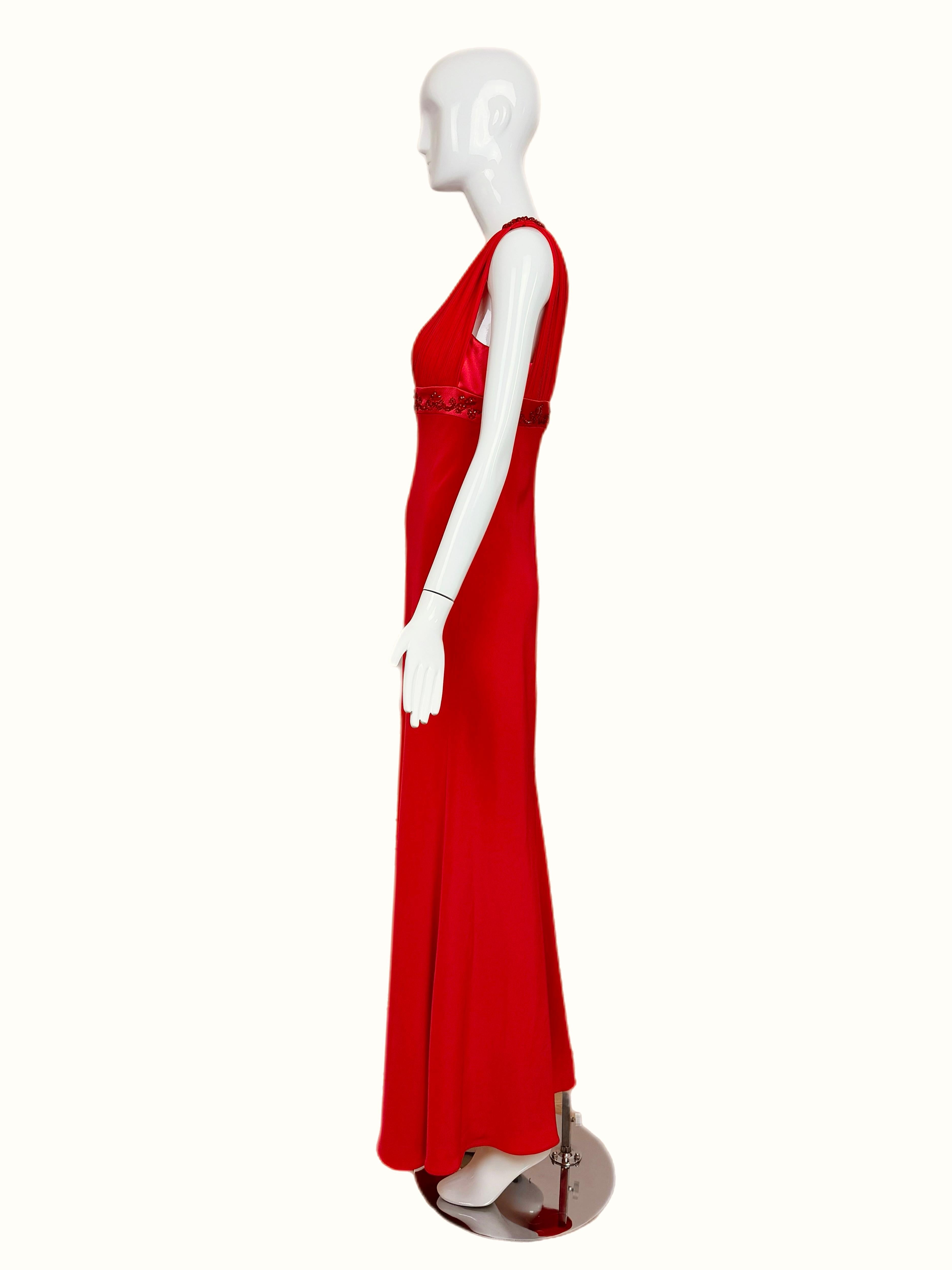 DIOR by GIANFRANCO FERRE 80s/90s Vintage Numbered Hot Red Silk Evening Gown Maxi im Angebot 1