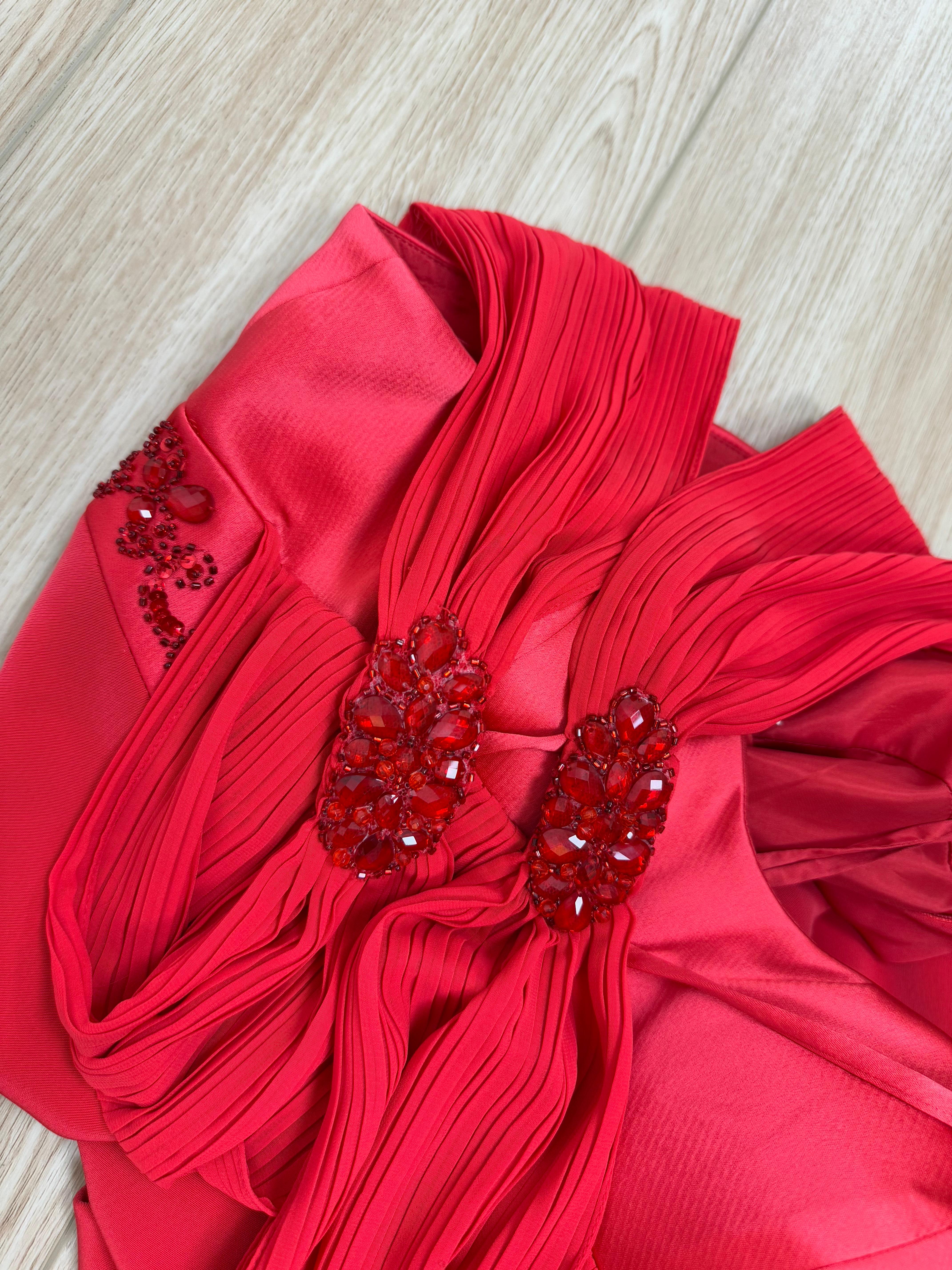 DIOR by GIANFRANCO FERRE 80s/90s Vintage Numbered Hot Red Silk Evening Gown Maxi im Angebot 2