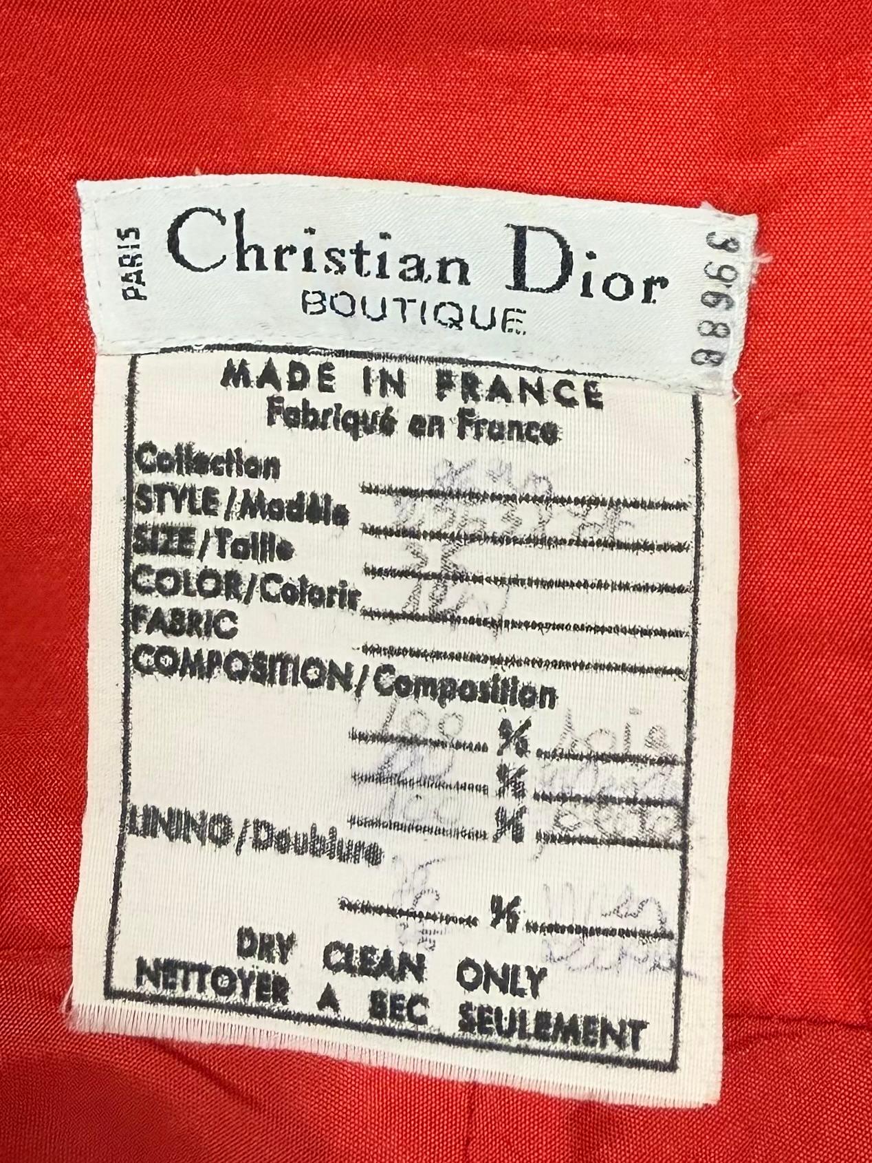DIOR by GIANFRANCO FERRE 80s/90s Vintage Numbered Hot Red Silk Evening Gown Maxi im Angebot 3