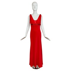 DIOR by GIANFRANCO FERRE 80s/90s Vintage Numbered Hot Red Silk Evening Gown Maxi