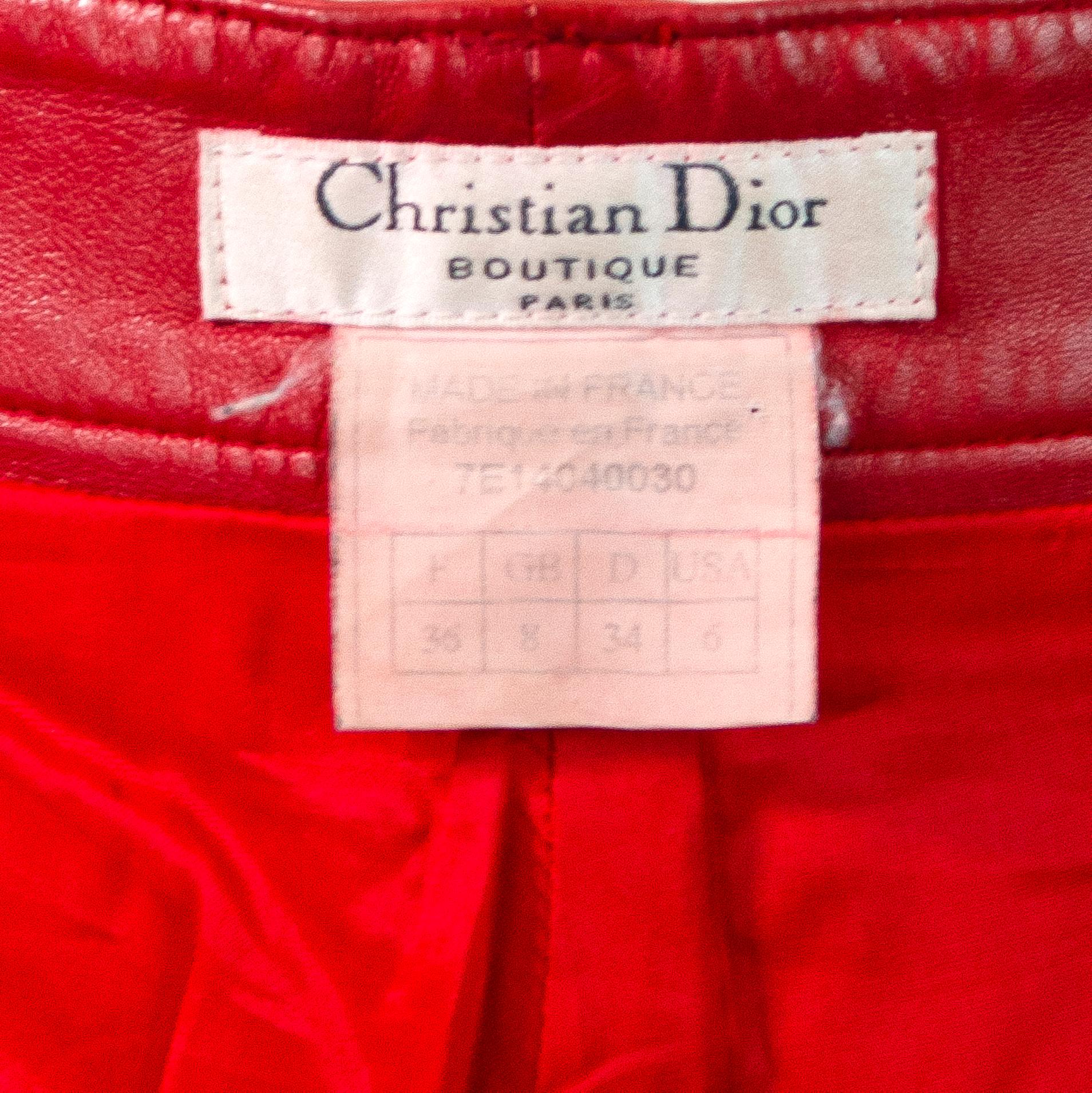 DIOR BY GIANFRANCO FERRE S/S 1997 Runway Vintage Red Leather Pants 4