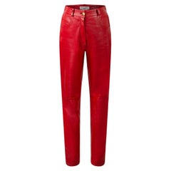 DIOR BY GIANFRANCO FERRE S/S 1997 Runway Vintage Red Leather Pants