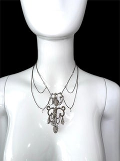 DIOR by JOHN GALLIANO 00's Vintage Silver + Crystal Chandelier Choker Necklace