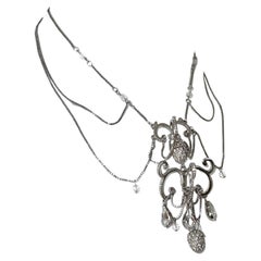 DIOR by JOHN GALLIANO 00's Vintage Silver + Crystal Chandelier Choker Necklace