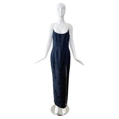 DIOR by JOHN GALLIANO 1998 Vintage Runway Blue Floral Evening Gown w. Pearls