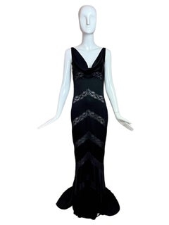 DIOR by JOHN GALLIANO 1999 vintage lace black evening gown maxi dress cowl neck