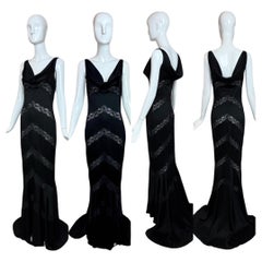 DIOR by JOHN GALLIANO 1999 vintage lace black evening gown maxi dress cowl neck