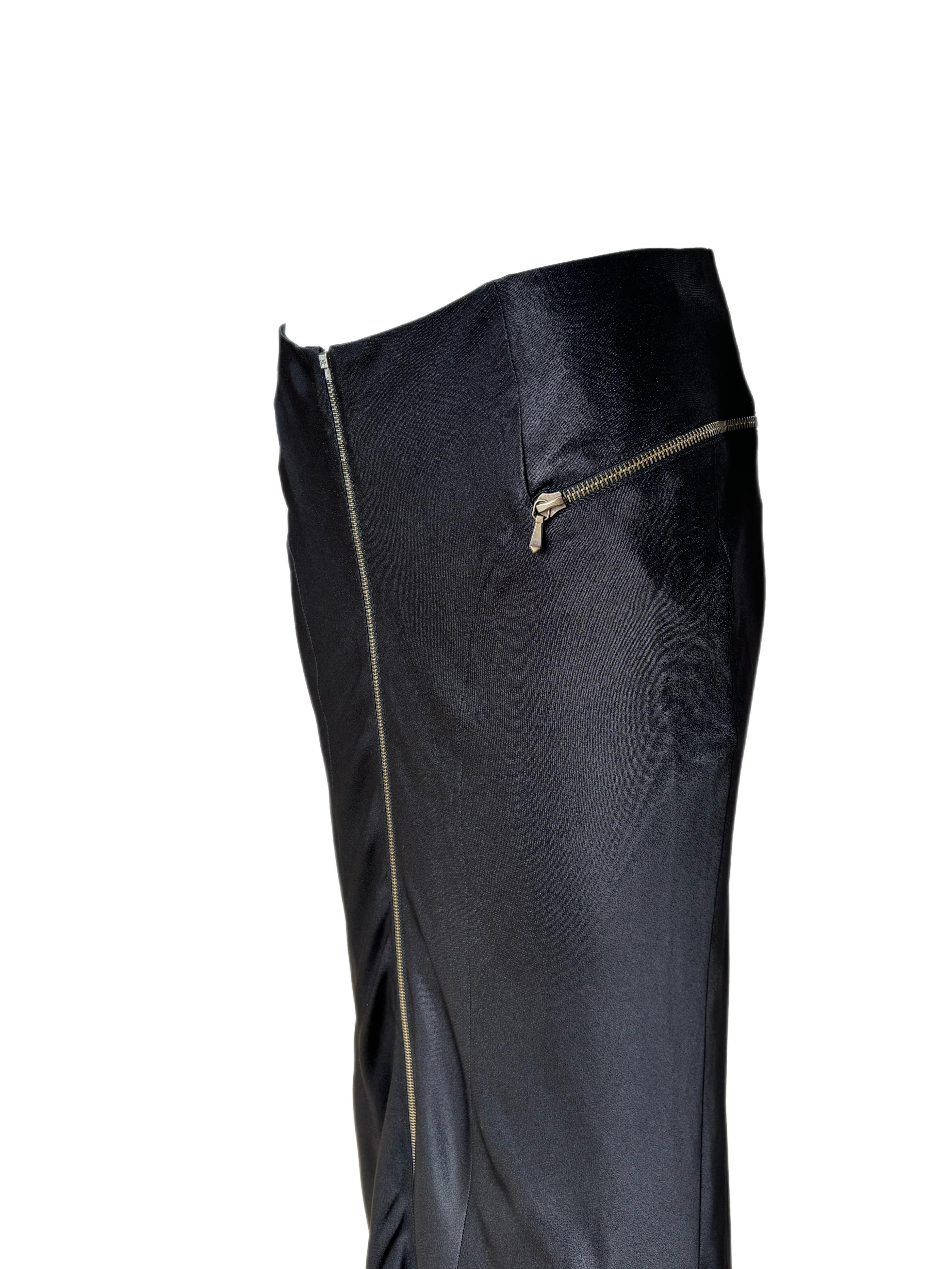 Women's DIOR by JOHN GALLIANO 2000 Vintage Long Maxi Skirt Huge Front Slit Zipper