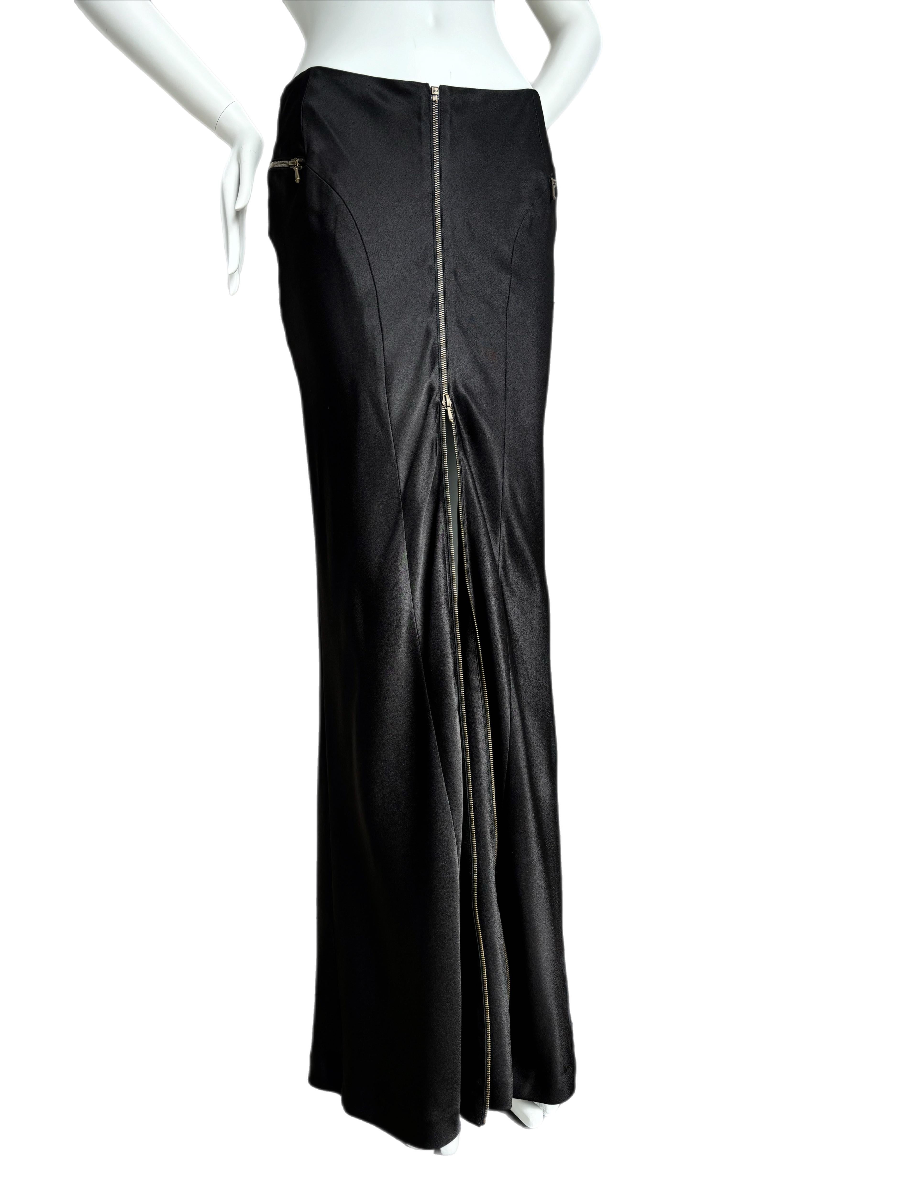 DIOR by JOHN GALLIANO 2000 Vintage Long Maxi Skirt Huge Front Slit Zipper 1