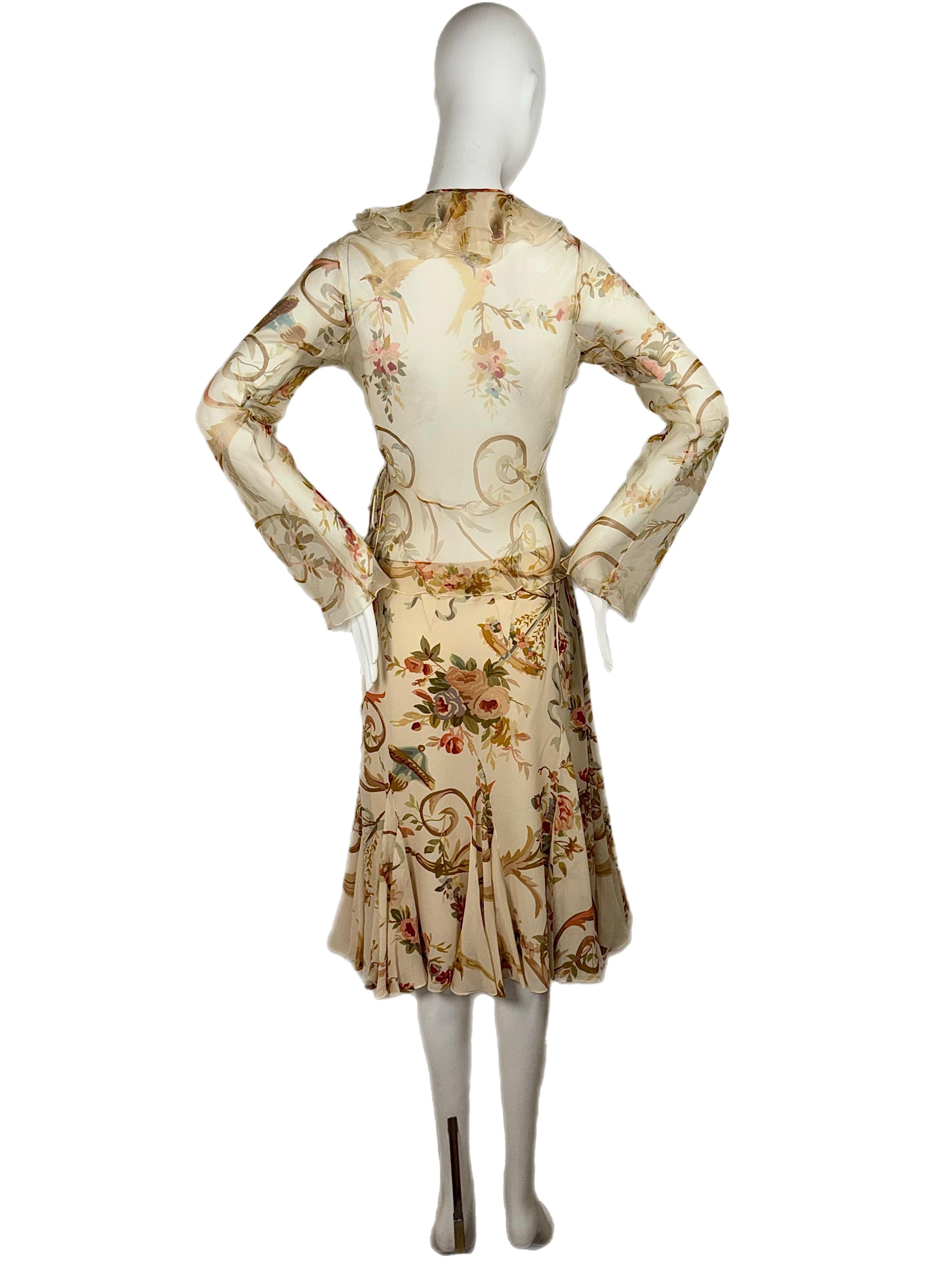 Women's DIOR by JOHN GALLIANO 2002 Vintage Runway Floral Silk Skirt Suit Set
