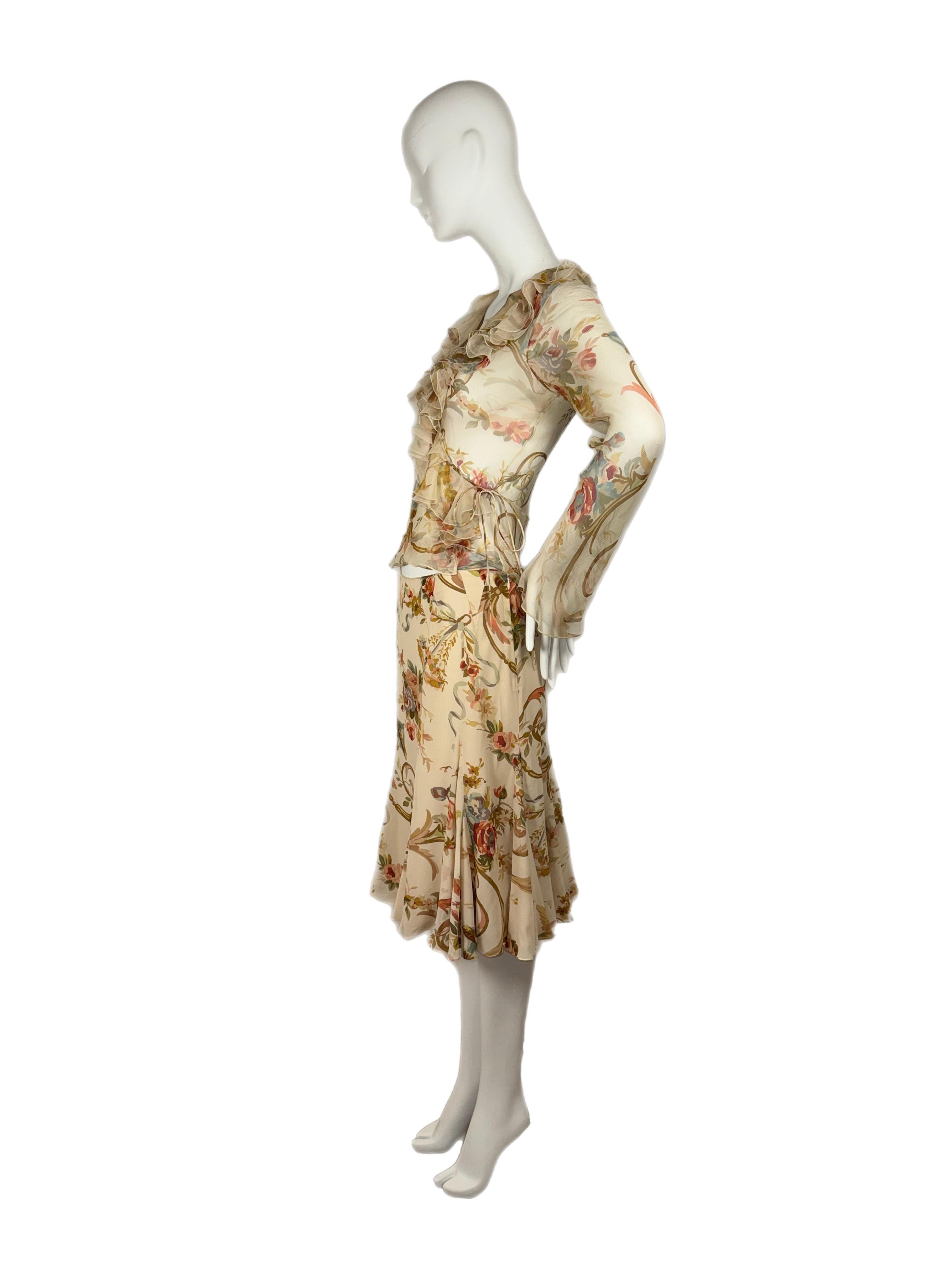 DIOR by JOHN GALLIANO 2002 Vintage Runway Floral Silk Skirt Suit Set 1