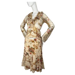 DIOR by JOHN GALLIANO 2002 Vintage Runway Floral Silk Skirt Suit Set