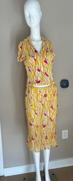 Conjunto de falda floral de seda vintage DIOR by JOHN GALLIANO 2002
