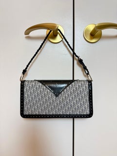 DIOR by JOHN GALLIANO 2004 Vintage Black & Grey Pearl D Trick Bag Runway Style