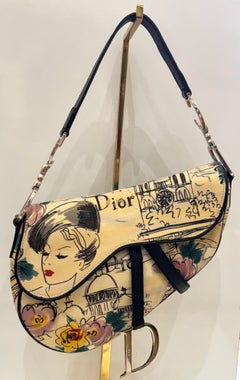Dior by John Galliano 2005 limited edition Paris 50’s motif print Saddle bag