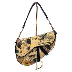 Dior by John Galliano 2005 limited edition Paris 50’s motif print Saddle bag