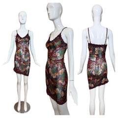 DIOR by JOHN GALLIANO 2005 Vintage Asymmetrical Side Ruched Mini Lace Slip Dress